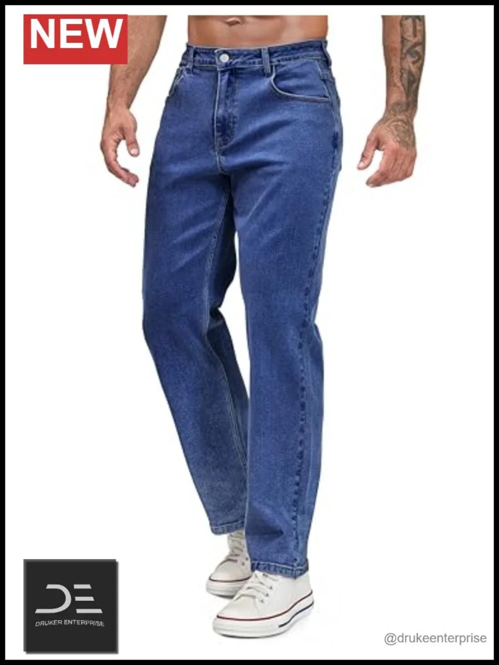 Men's Stretch Jeans Straight Leg Regular Fit 5-Pocket Flex Denim Pants
